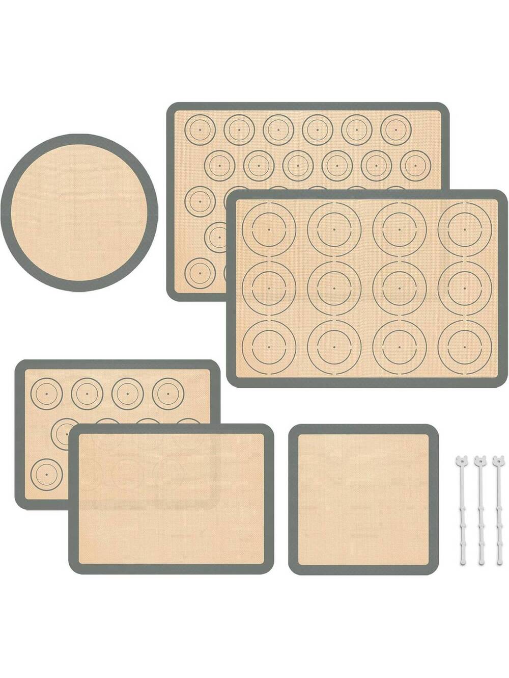 Silicone Baking Mat Set of 6 by Premium Oven Sheets - Non-Stick, Multi-Size
